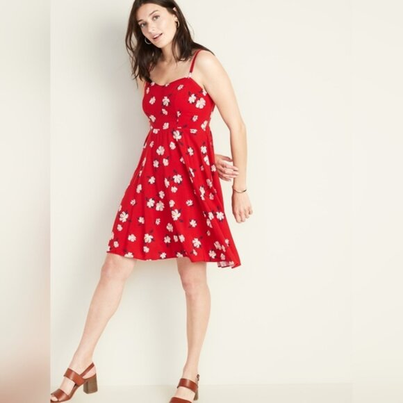Old Navy Red Floral Mini Dress - Picture 1 of 8